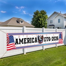 250th Anniversary Banner, 17762026 USA Patriotic Outdoor Sign, 4th of July Ho...