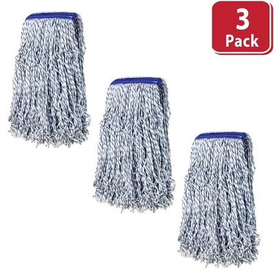 Heavy Duty Nano Microbial Mop Head Cut End 1.25in Universal Headband, 3 Pack