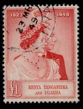 KENYA UGANDA TANGANYIKA GVI SG158, £1 scarlet, FINE USED. Cat £70.