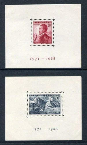 SPAIN 1938 LEPANTO MLH Mini Sheet Set 2 Items