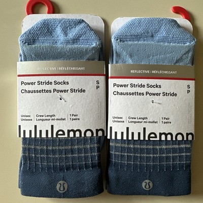 Lot Of 2 Lululemon Small Power Stride Socks Crew Length Blue Dark Light Running 
