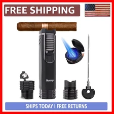 All-in-One Cigar Accessories Set: Triple Flame Lighter & Gift Packaging