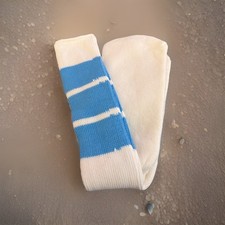 Vintage Men  s Tube Socks Acrylic Blend Blue Stripe Size 10-12 USA 18  