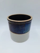 Antique 1800s Stoneware Salt Glazed Crock Brown Cream 7.25" D x 7.5" H