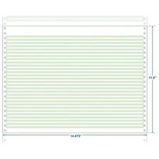 14-7/8" x 11" (W x H) Continuous 20# Computer Paper, 1/6" Green Bar (Carton of