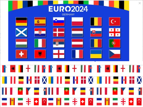Euro 2024 Flags & Fabric Bunting England Scotland Austria Holland Belgium Italy - Picture 1 of 181