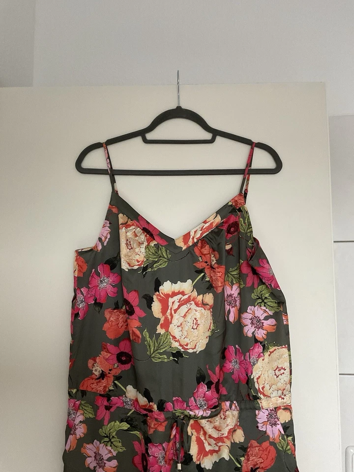 HALLHUBER Damen Satin Jumpsuit Gr. 42 Grün Pink Blumenmuster - Bild 2 von 4