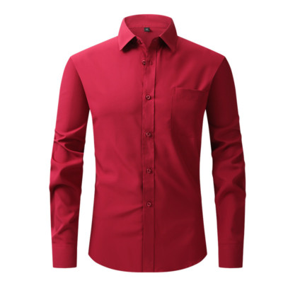 Men's Stretch Slim Fit Button Up Long Sleeve Solid Color Dress Shirt Formal Tops