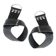 Black Real Cowhide Leather Wrist Cuffs  BDSM Bondage Restraints, Belt-Style