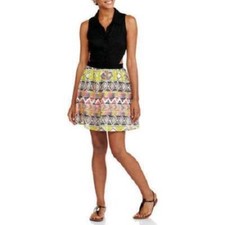 ALI KRIS NEW Sexy Summer Dress L M Sleeveless Button Front Open Back Fit & Flare