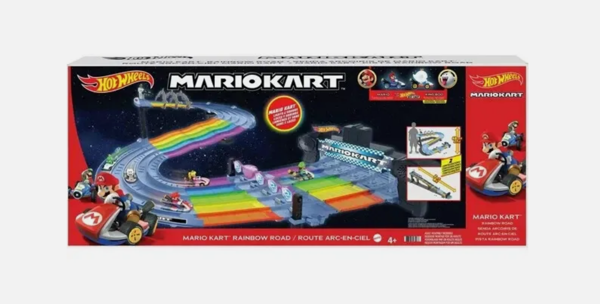 マリオカート ホットウィール レインボーロード Hotwheels Hot Wheels Mario Kart Rainbow Road Race Track Set Lights Sounds