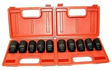 10 pcs 1/2" Dr Socket Set Front & Back Wheel drive  Axle Deep Impact MM and SAE
