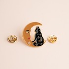 Cute Black Cat Moon Face Crescent Celestial Pin Kitty Brooch Kitten Badge Gift