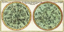 1730 Egyptian Constellations Double-Hemisphere Celestial Chart Map Wall Poster