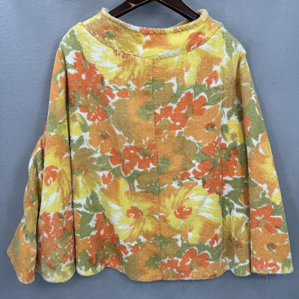 Poncho de Terrycloth Jaybro Vintage Naranja Flor Cottagecore Mujer OS Retro Años 60 70 Foto 3 de 4