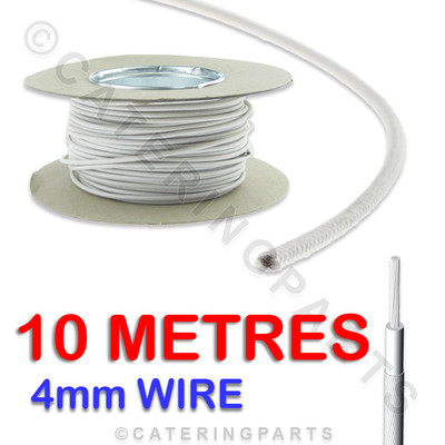 10 Meter 4,0 mm HITZEBESTÄNDIGES HOCHTEMPERATUR SILIKON GLASFASER KABEL DRAHT 4 mm