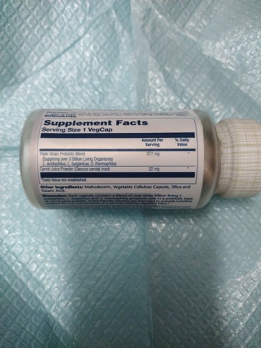 Solaray Vegan Acidophilus Plus Carrot Juice 3 Billion Cfu 60 Veg Caps - Picture 7 of 8