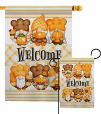 Pumpkin Gnome Garden Flag Decorative Small Gift Yard House Banner