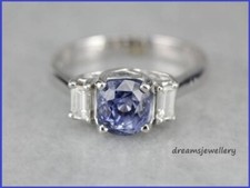 2.41CT Cushion Cut Real Light Blue Sapphire Jewelry Ring 14K White Gold Finish