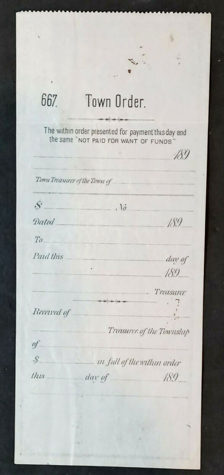 ND  STUTSMAN County  North Dakota  Courtenay Township  1898  Treasury check