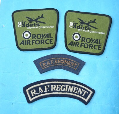 ROYAL AIR FORCE TWO VINTAGE SHOULDER INSIGNIA AND TWO NEW AIR CADET ...