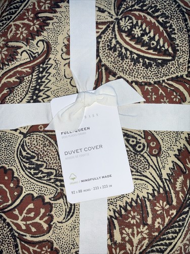 Pottery Barn Dottie Kalimkari Print Cotton Full/ Queen Duvet Cover Red NWT