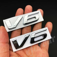 2x Metal Chrome V6 Vntage Car Trunk Tailgate Fender Emblem Badge Decal Sticker