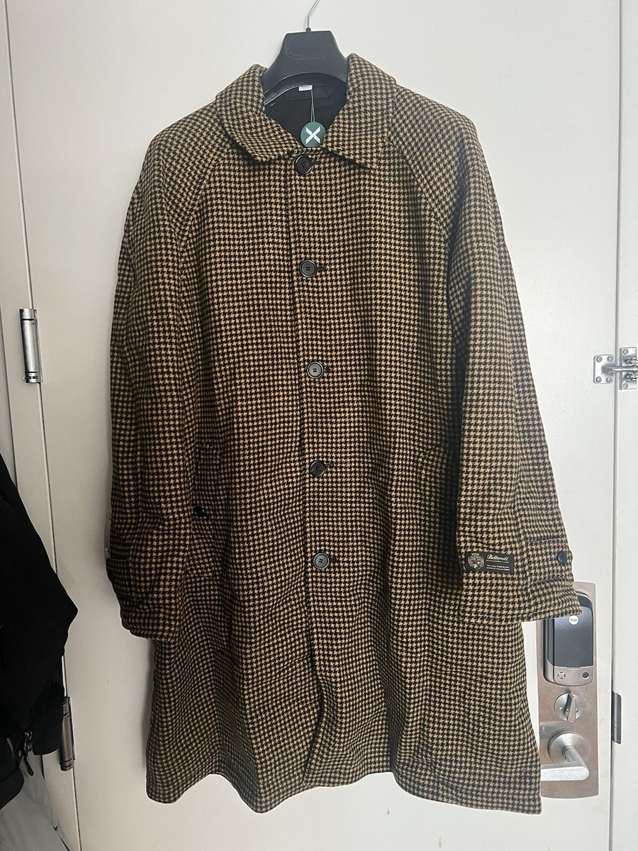 New Supreme Reversible Houndstooth Overcoat Black Men's Size New Supreme Reversible Houndstooth Overcoat Black Men's Size