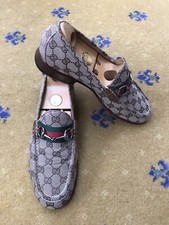 Gucci Loafers Shoes Monogram Canvas GG Horsebit Web Green Red Mens UK 9 US 10 43