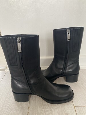 DSQUARED2 Mens Dsquared 2 Leather Tall Zip Boots In Black 41 Last