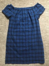 Madewell Womens Blue Black Plaid Check Off Shoulder Dress Size 6 NWT $128