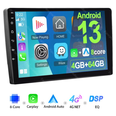 9inch 8 core 4G+64G Android 13 Apple Carplay Car Stereo GPS Radio FM/RDS WIFI