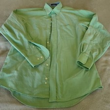 Chaps Mens Adult 15.5 Green Button Up Casual Dress Shirt
