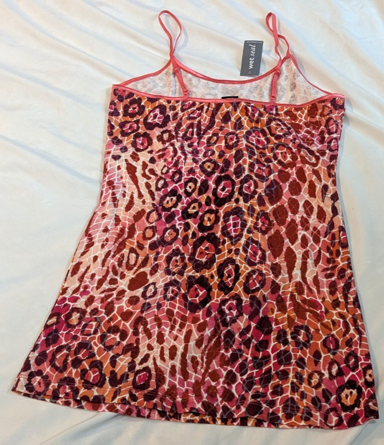 Wet Seal Womans Sleeveless Dress L Spaghetti Strap Pink & Orange
