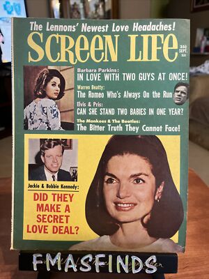 H3 1968 JACKIE & BOBBY KENNEDY Sept Screen Life Magazine 