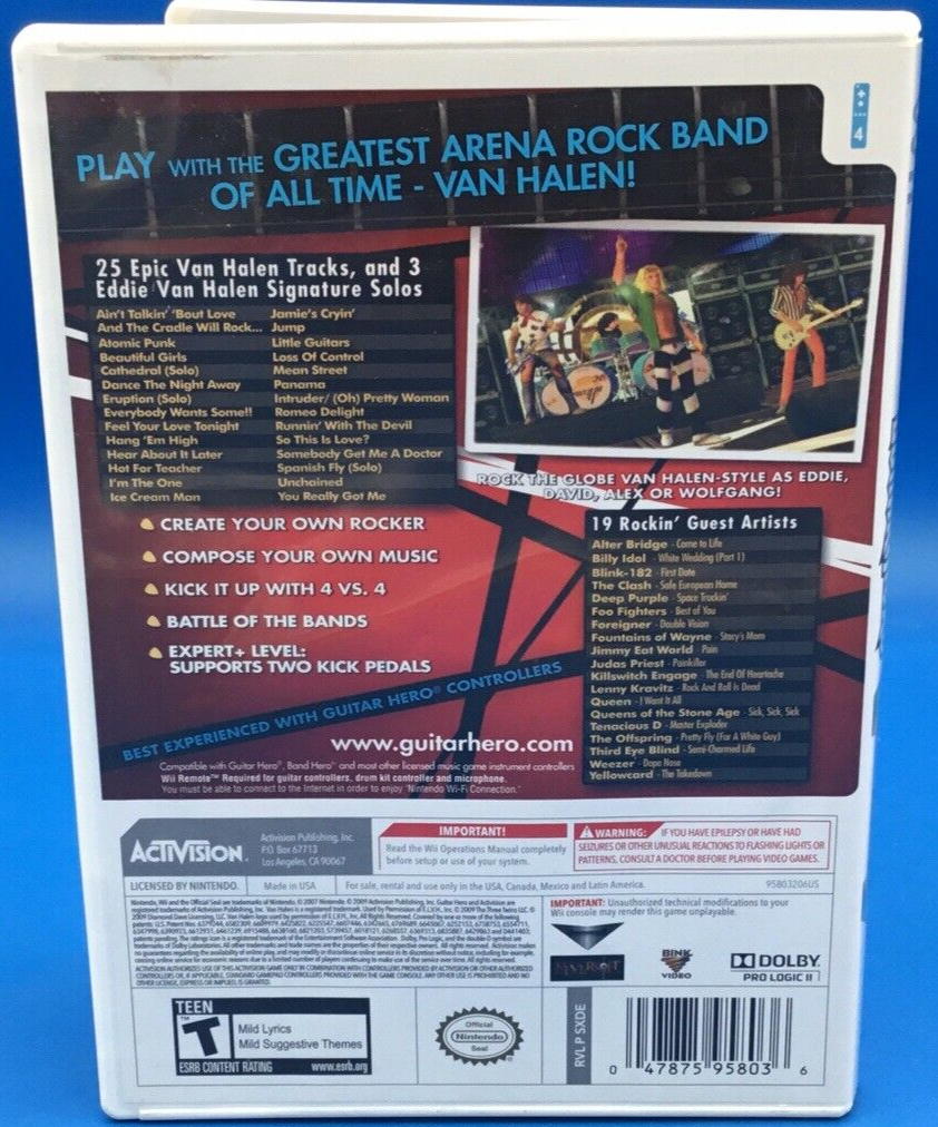 NINTENDO Wii Guitar Hero Van Halen 2009 TESTED COMPLETE Fast Free