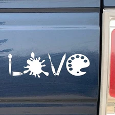 Love Artist Painter White Vinyl Decal Car Truck Window Laptop Notebook