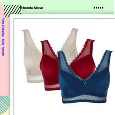 Rhonda Shear Mesh Dot Pin-Up Bra 3 Pack w/Removable Pads 514-144 , Size XL