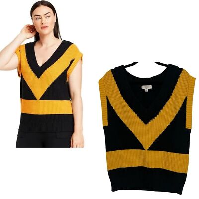 VICTOR GLEMAUD X TARGET NWOT Sleeveless V-Neck Chevron Wool Blend Sweater  Vest M