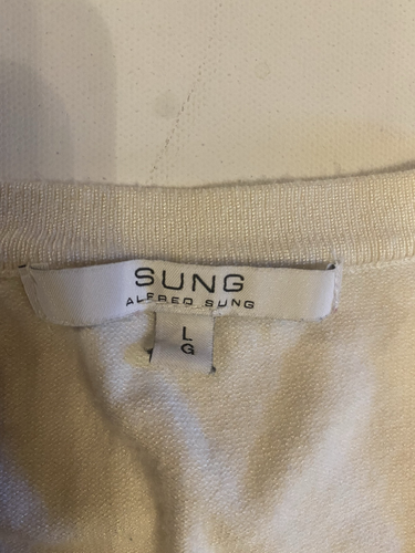 Alfred Sung Button Front Cardigan Womens L Cream Rhinestone Buttons Cottage Core - Bild 2 von 14