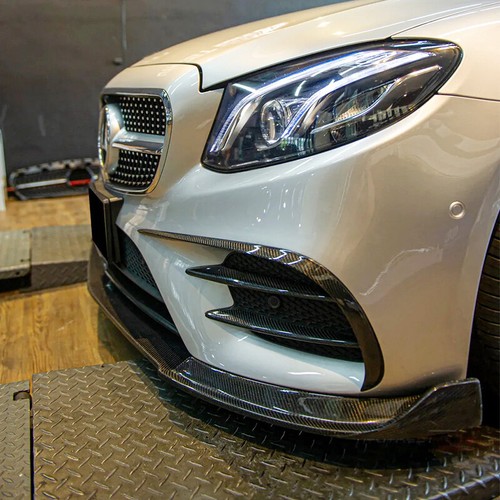 For Benz W213 E400 E43 17-19 Carbon Fiber Front Bumper Splitters Canard Fins - Picture 6 of 13