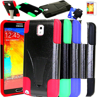 New Hybrid Rugged Rubber Matte W/Stand Case Cover For Samsung Galaxy Note 3 III