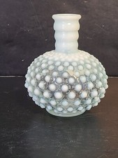 Fenton Opalescent White Glass Hobnail Vase Jar No Stopper 5" Tall