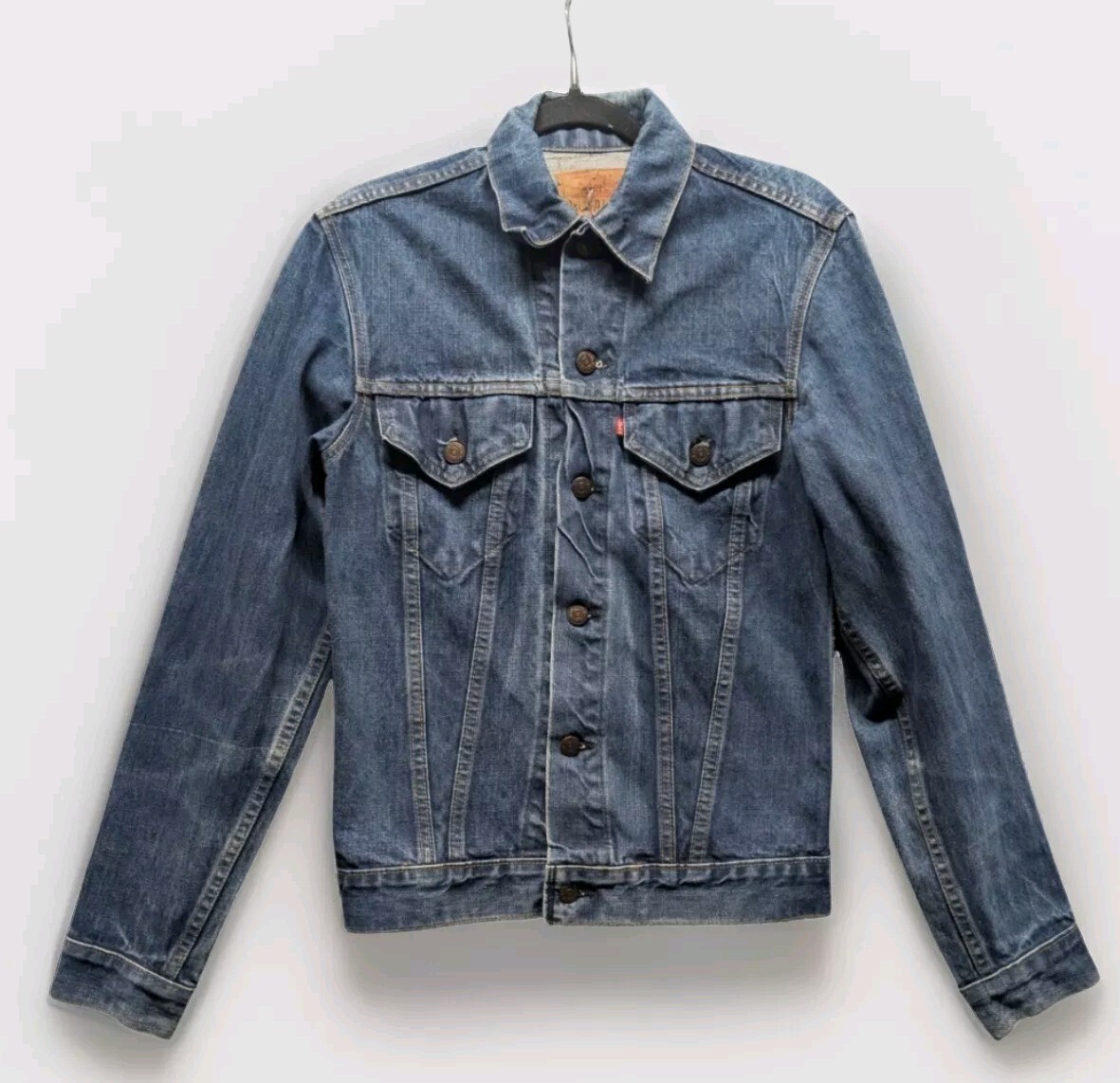 Vtg 90s Levis Denim Trucker Jacket Type 3 Sz S Red Tab