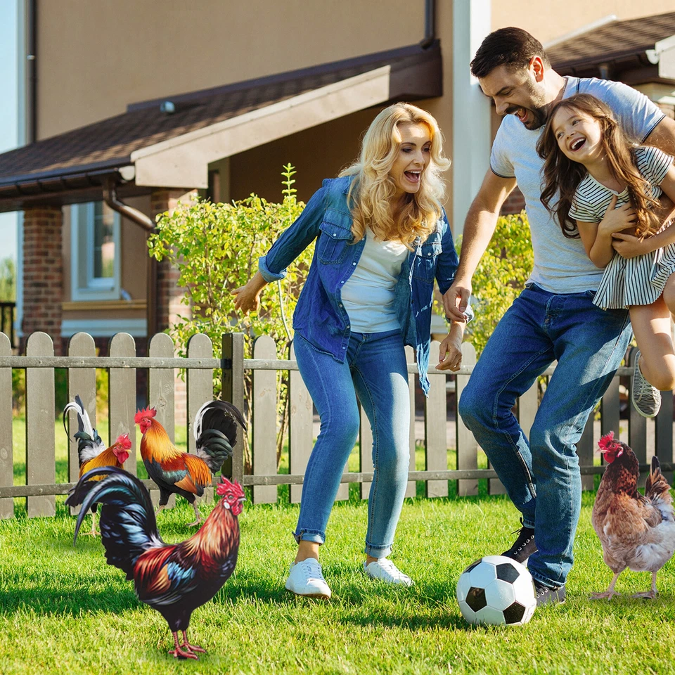 Gallo gallina pollo estatua patio arte decoración escultura realista decoración jardín Foto 3 de 4