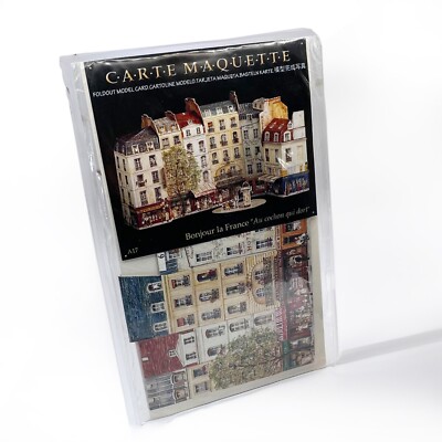 CARTE MAQUETTE fold out model card bonjour la france storefronts français 