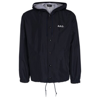 A.P.C. Greg navy blue hooded light nylon blouson jacket Size Medium authentic