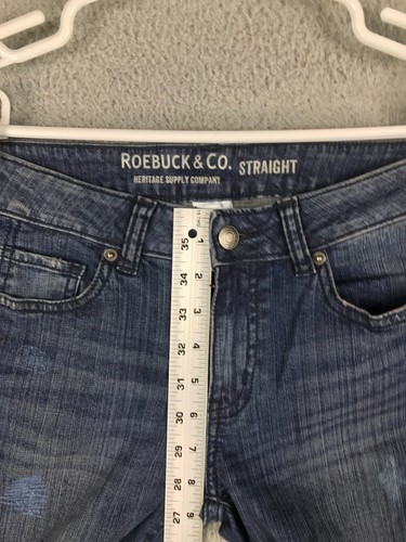 Roebuck & Co. Girls Mid Rise Slim Straight Stretch Blue Jeans Size 14 28x28.5 - Picture 5 of 11