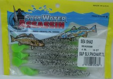 Bass Assassin SSA25238 4" Sea Shad 10 Pk Salt & Pepper Sil Ph/Chart Tail