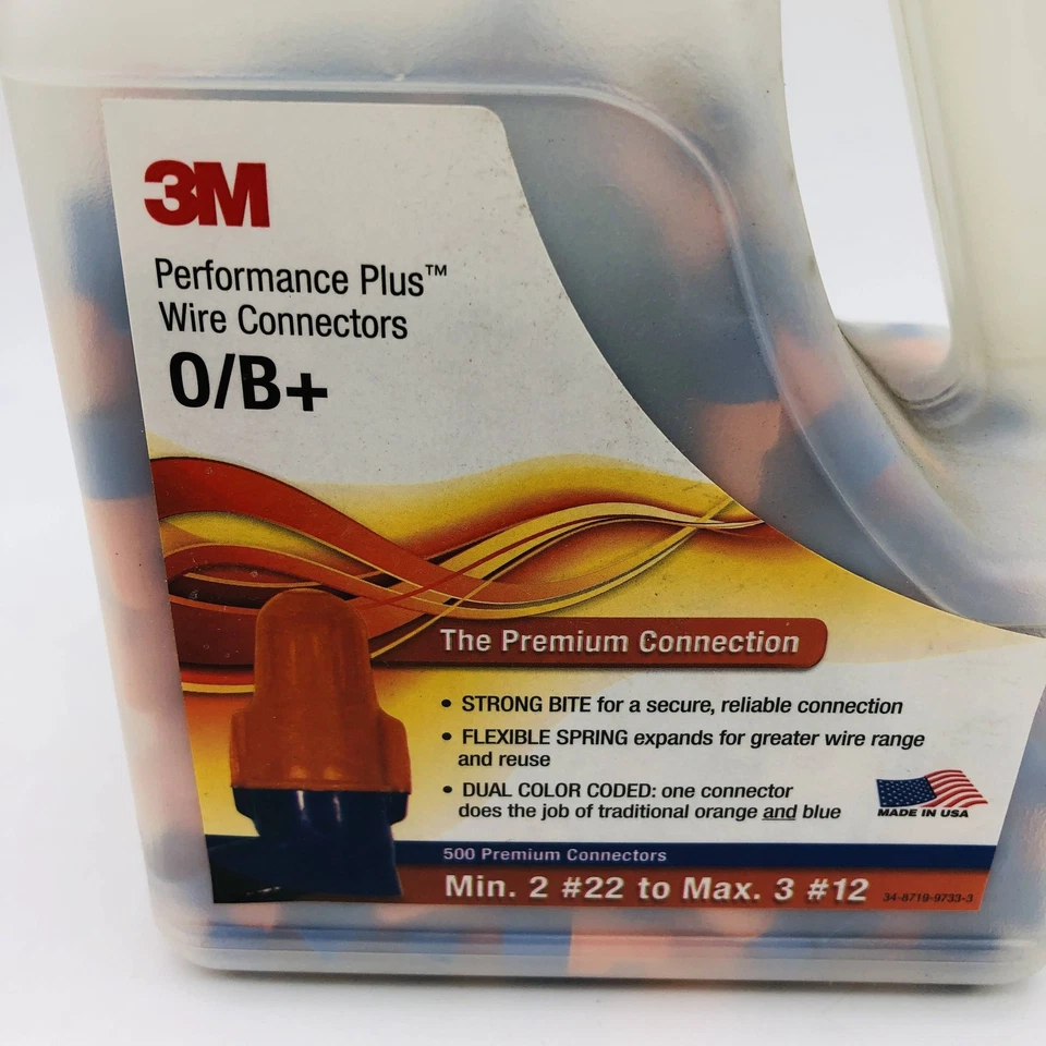 3M 7000133222 Performance Plus O/B+ Wire Connectors Orange/Blue 500/Jug - Image 3 of 4